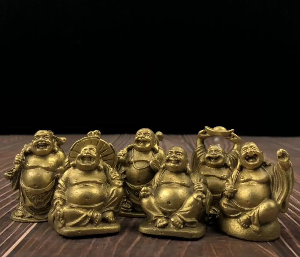China brass maitreya Buddha small crafts statue A set
