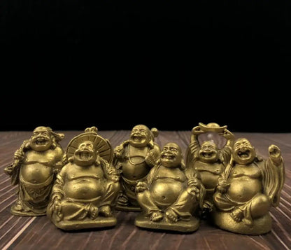 China brass maitreya Buddha small crafts statue A set