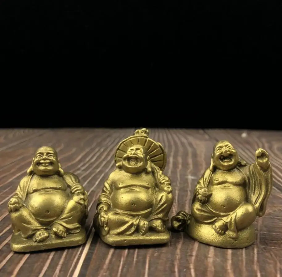 China brass maitreya Buddha small crafts statue A set