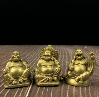 China brass maitreya Buddha small crafts statue A set