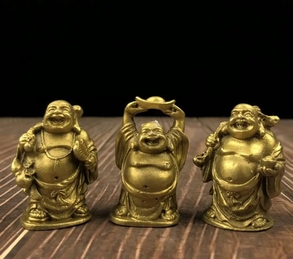China brass maitreya Buddha small crafts statue A set