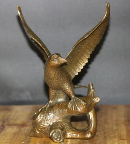 China brass male eagle show wing crafts statue