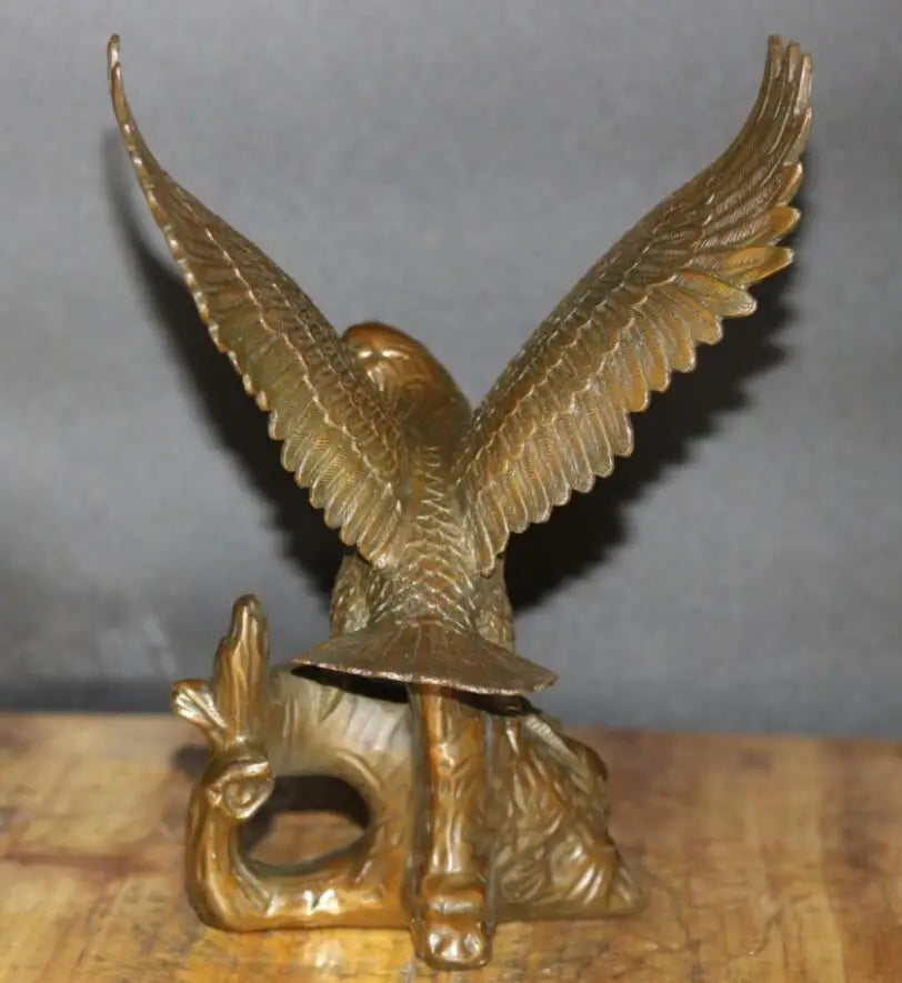 China brass male eagle show wing crafts statue