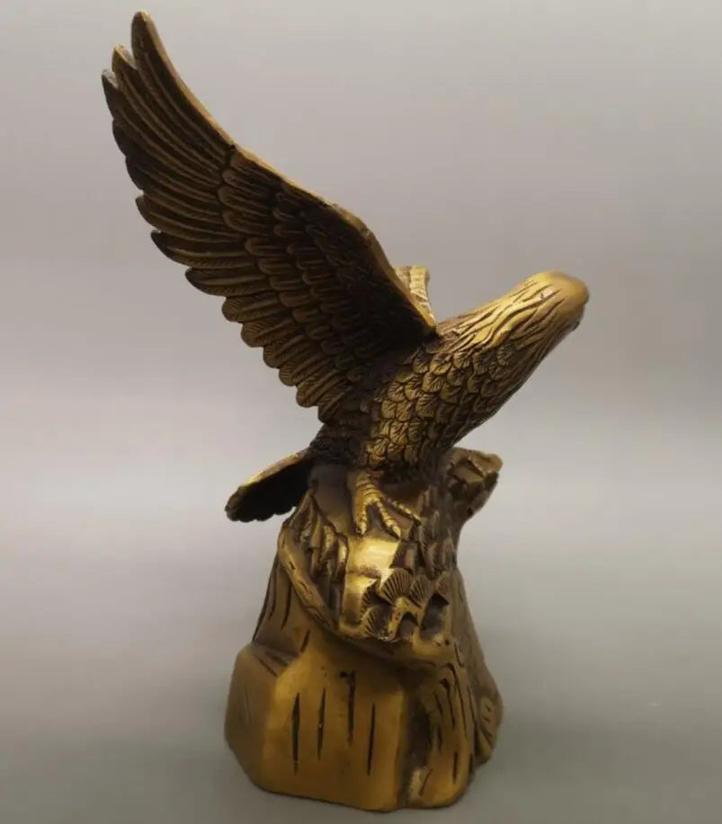 China brass male eagle show wing crafts statue