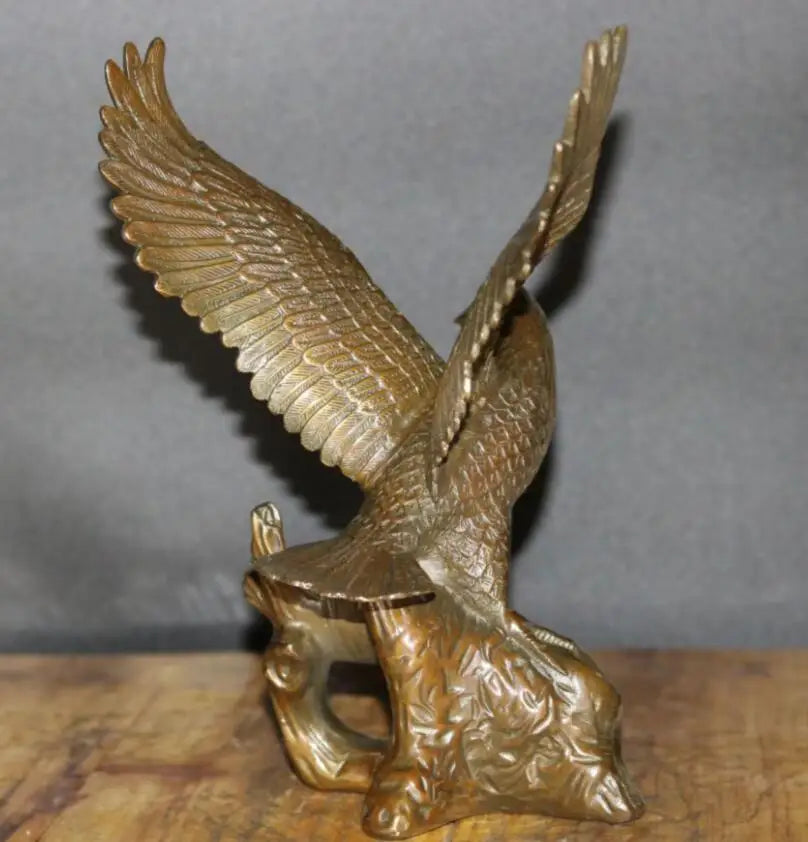 China brass male eagle show wing crafts statue