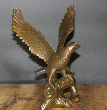 China brass male eagle show wing crafts statue