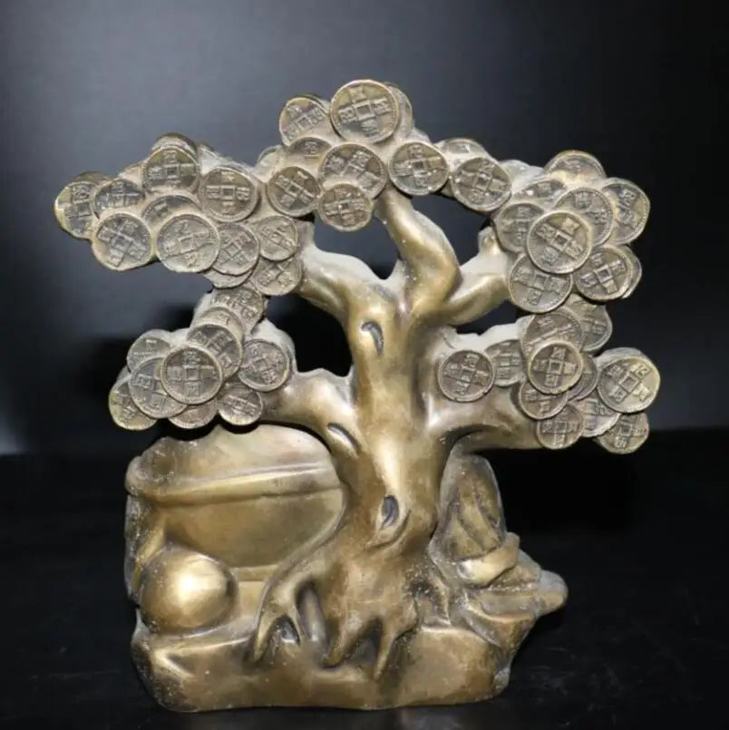 China brass money tree maitreya Buddha crafts statue