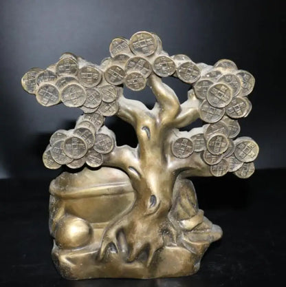 China brass money tree maitreya Buddha crafts statue