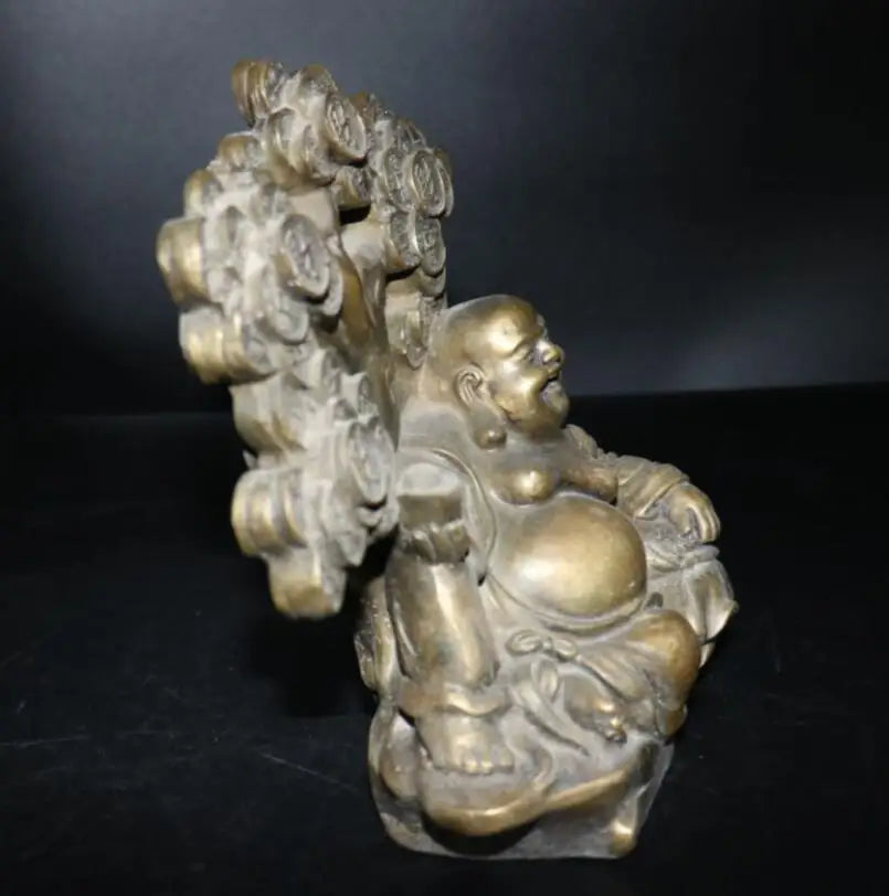 China brass money tree maitreya Buddha crafts statue