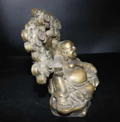 China brass money tree maitreya Buddha crafts statue
