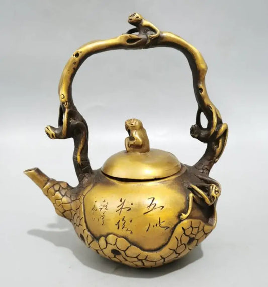 China brass monkey pine flagon crafts statue