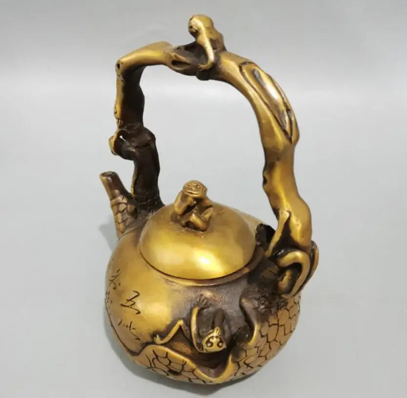 China brass monkey pine flagon crafts statue