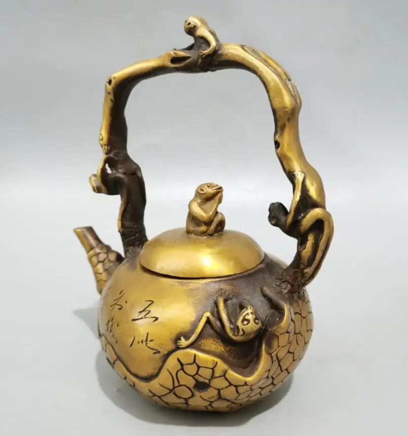 China brass monkey pine flagon crafts statue