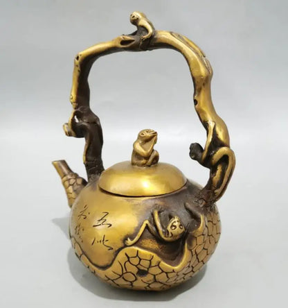 China brass monkey pine flagon crafts statue