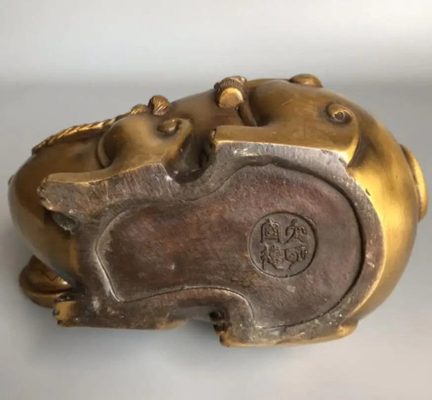 China brass mouse coin teapot crafts statue
