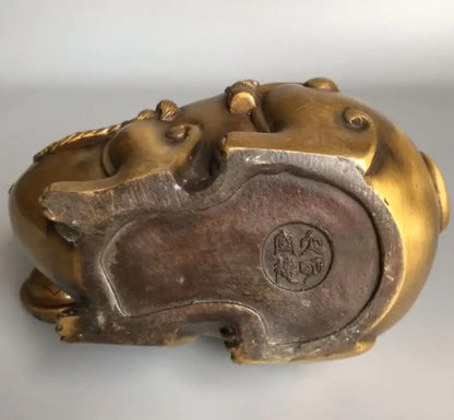 China brass mouse coin teapot crafts statue