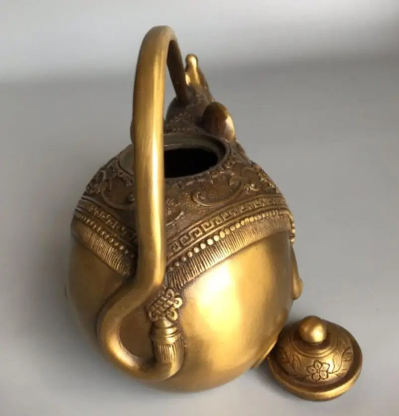 China brass mouse coin teapot crafts statue