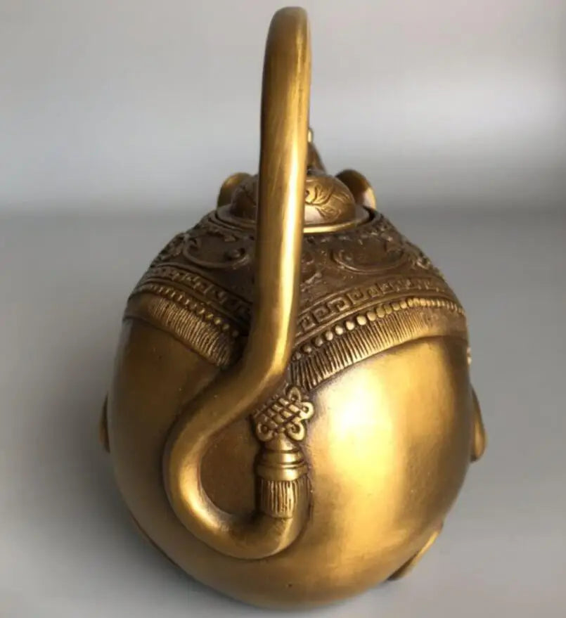 China brass mouse coin teapot crafts statue