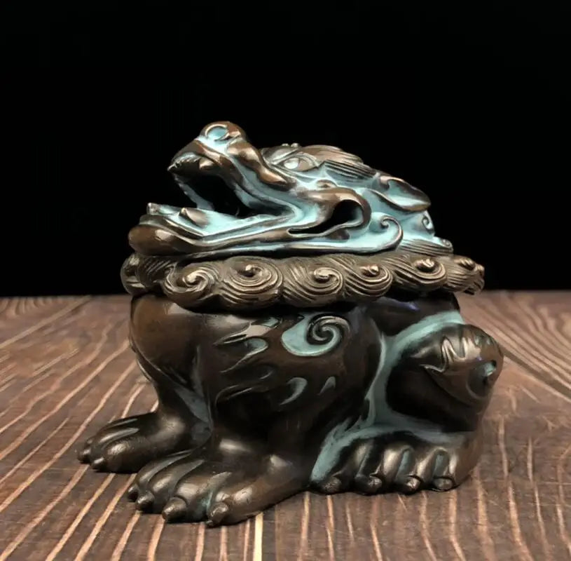 China brass mythical wild animal Incense burner crafts statue