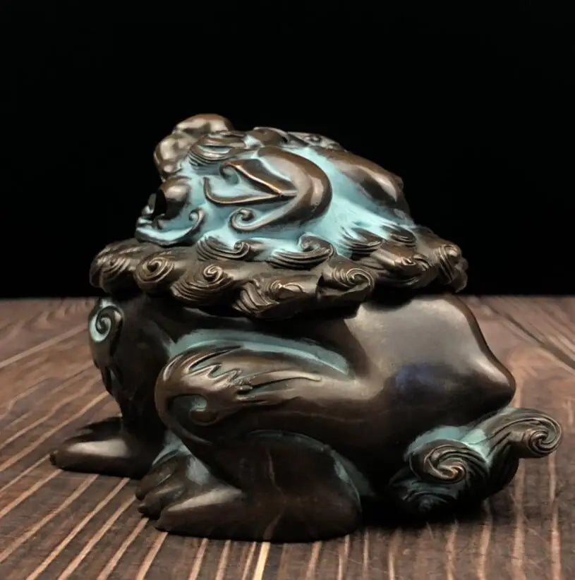 China brass mythical wild animal Incense burner crafts statue