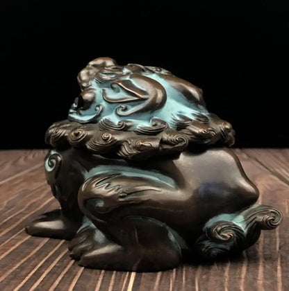 China brass mythical wild animal Incense burner crafts statue