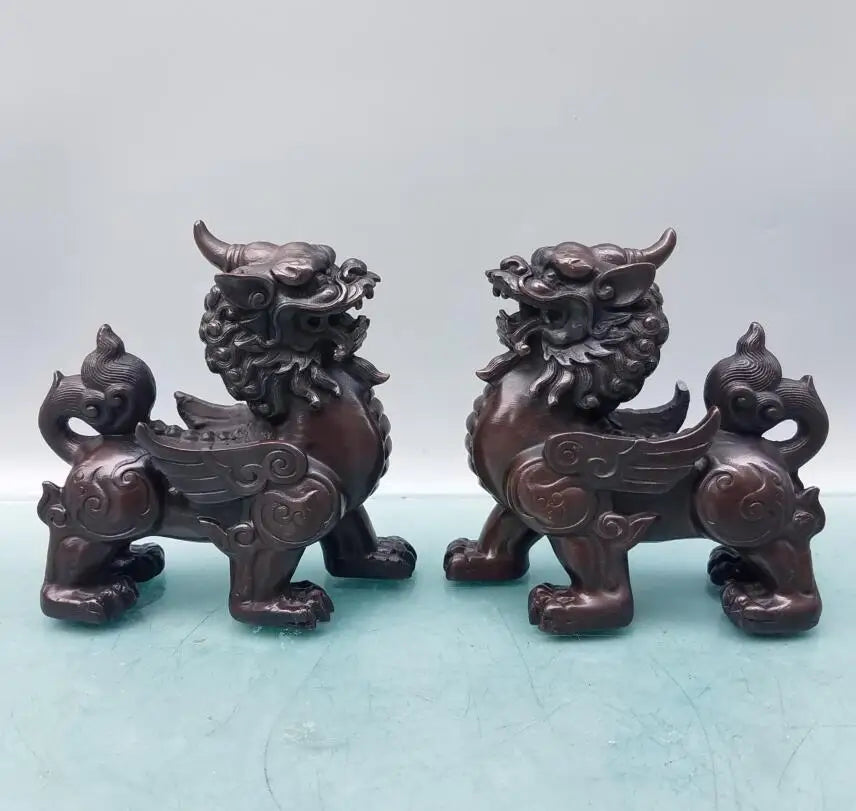 China brass mythical wild animal crafts statue A pair