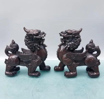 China brass mythical wild animal crafts statue A pair