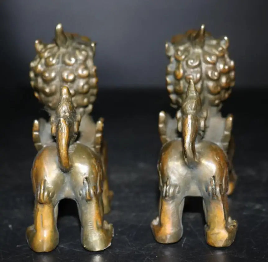 China brass mythical wild animal crafts statue A pair