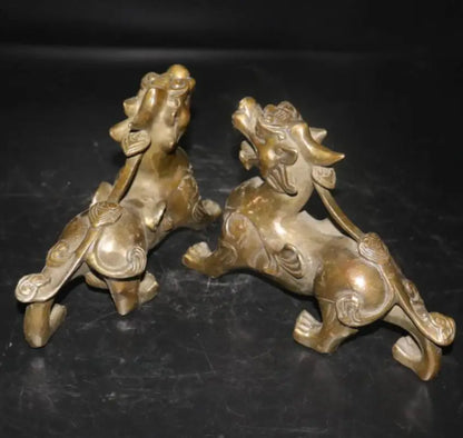 China brass mythical wild animal crafts statue A pair