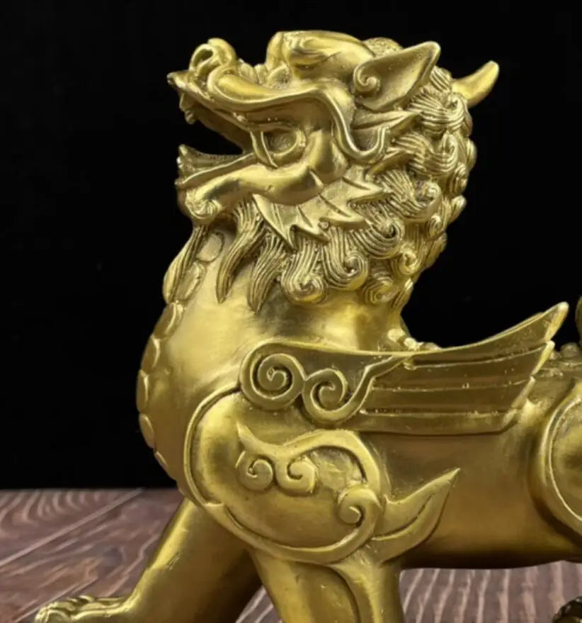 China brass mythical wild animal crafts statue A pair