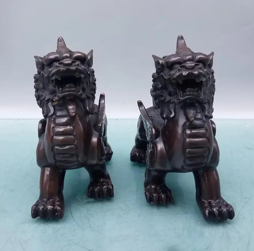 China brass mythical wild animal crafts statue A pair