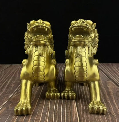 China brass mythical wild animal crafts statue A pair