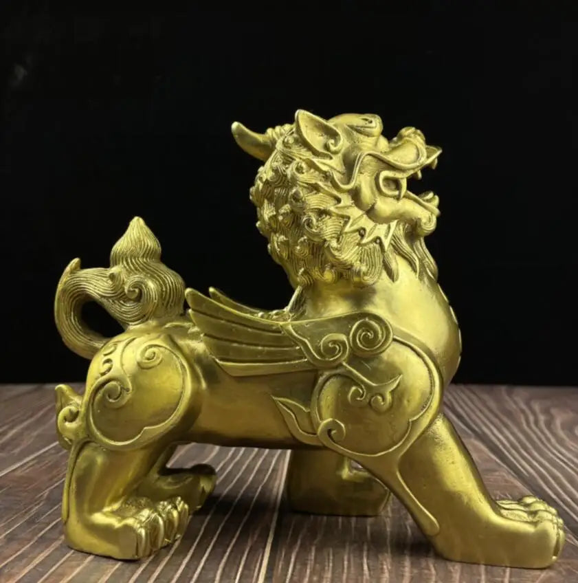 China brass mythical wild animal crafts statue A pair