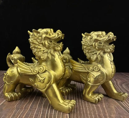 China brass mythical wild animal crafts statue A pair