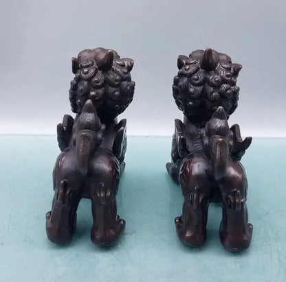 China brass mythical wild animal crafts statue A pair