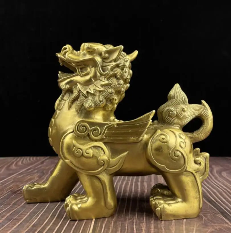 China brass mythical wild animal crafts statue A pair