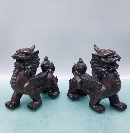China brass mythical wild animal crafts statue A pair