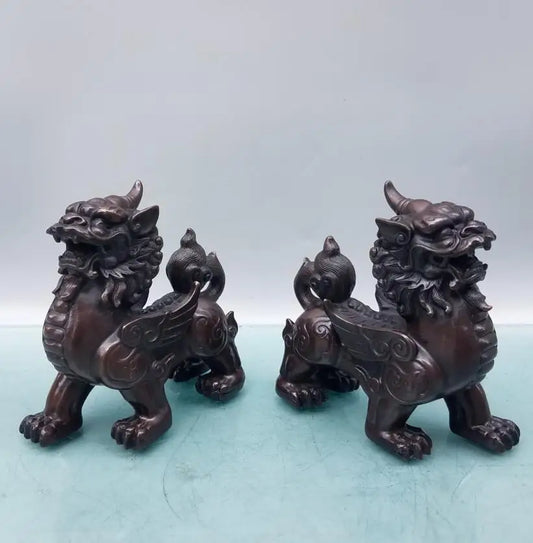 China brass mythical wild animal crafts statue A pair