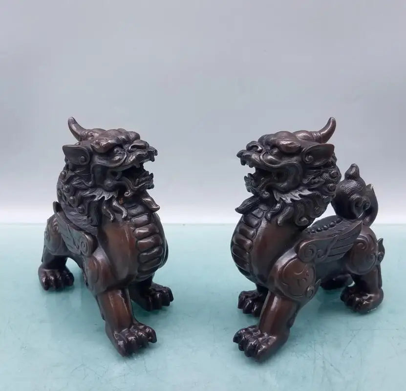 China brass mythical wild animal crafts statue A pair
