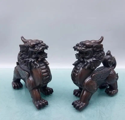 China brass mythical wild animal crafts statue A pair