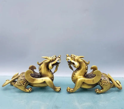 China brass mythical wild animal crafts statue A pair