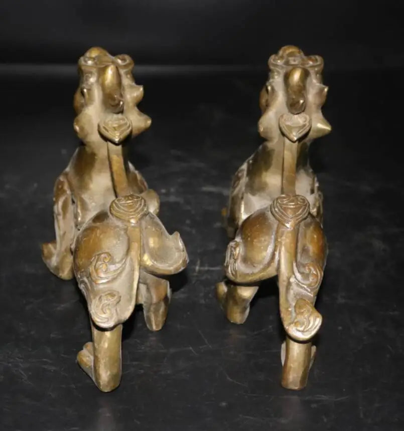 China brass mythical wild animal crafts statue A pair