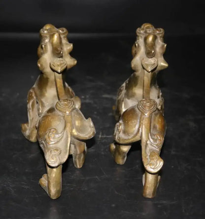China brass mythical wild animal crafts statue A pair