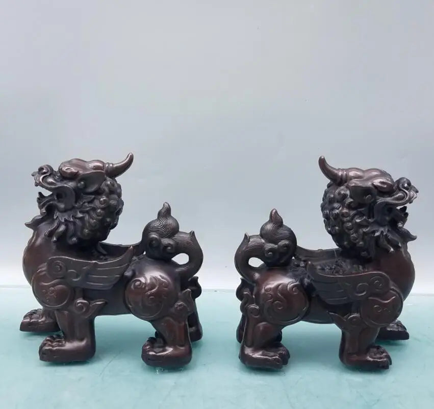 China brass mythical wild animal crafts statue A pair