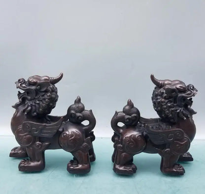 China brass mythical wild animal crafts statue A pair