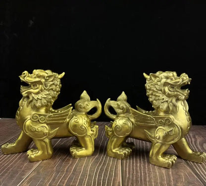 China brass mythical wild animal crafts statue A pair