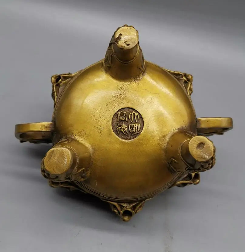 China brass nine dragon Incense burner crafts statue