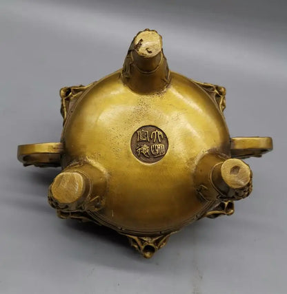 China brass nine dragon Incense burner crafts statue