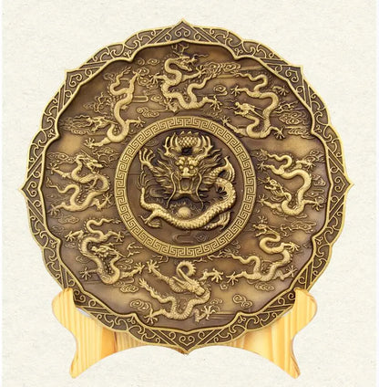 China brass nine dragon disc crafts statue