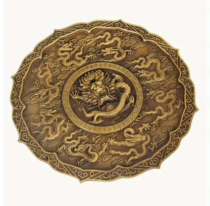 China brass nine dragon disc crafts statue